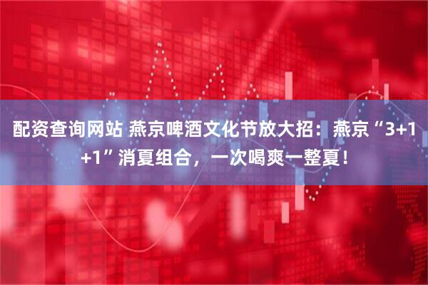配资查询网站 燕京啤酒文化节放大招：燕京“3+1+1”消夏组合，一次喝爽一整夏！