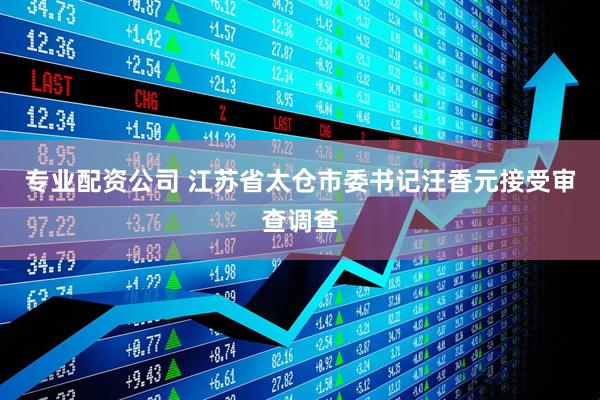 专业配资公司 江苏省太仓市委书记汪香元接受审查调查